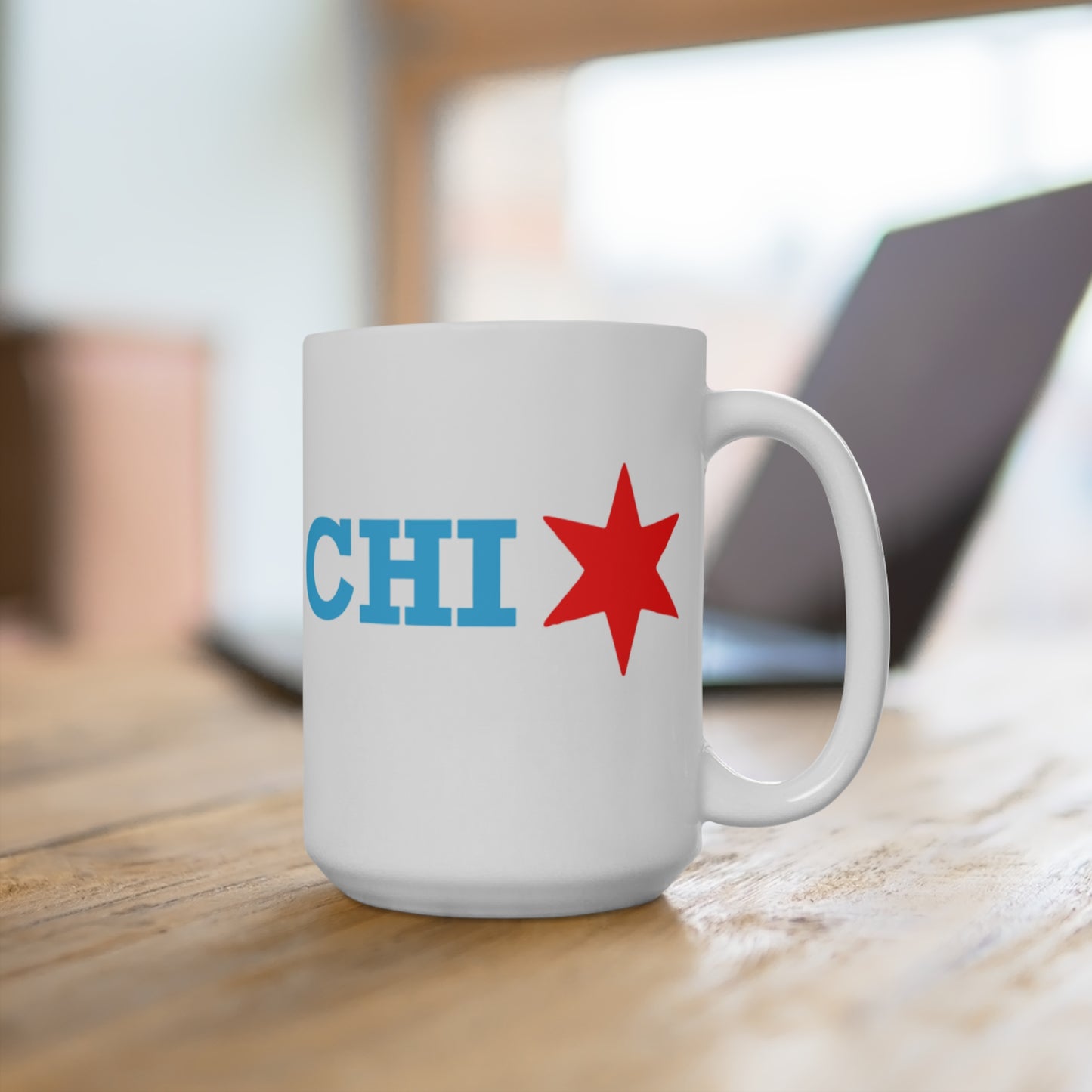 CHI Star Vintage Mug - 15oz Coffee Cup, Gift for Chicago Lovers, Personalized Travel Mug, Fun Retro Coffee Mug
