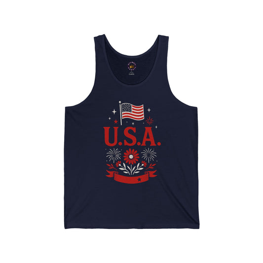 USA Flag Tank Top — Patriotic Fourth of July Sleeveless Shirt