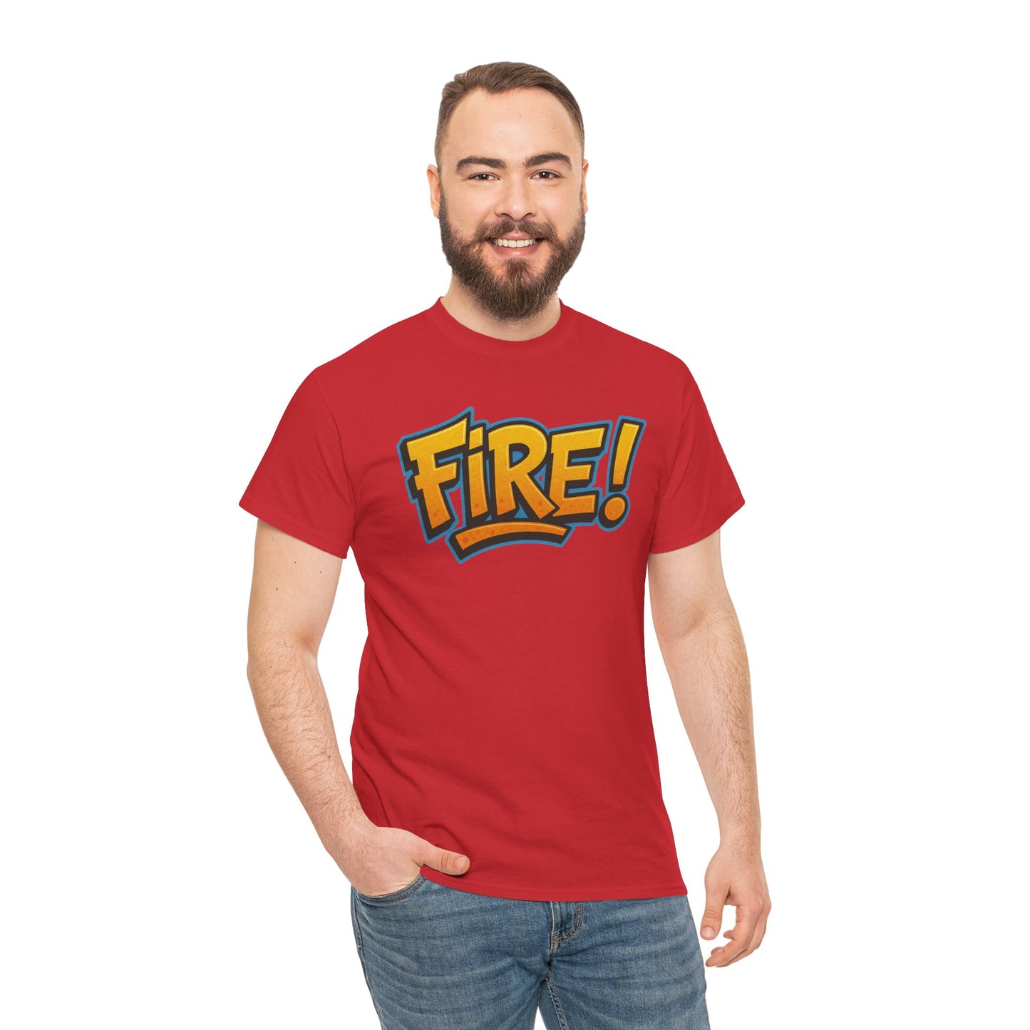 Fire! | Graphic Tee — Bold Retro Text Streetwear T‑Shirt