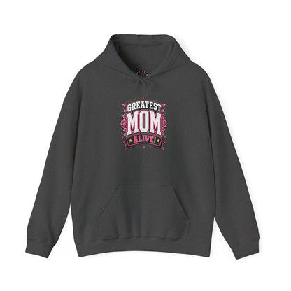 Greatest Mom Alive Hoodie | Gray [Dark Heather / Sport Grey] Mother’s Day Floral Pullover Gift