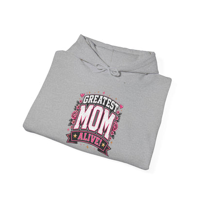 Greatest Mom Alive Hoodie | Gray [Dark Heather / Sport Grey] Mother’s Day Floral Pullover Gift