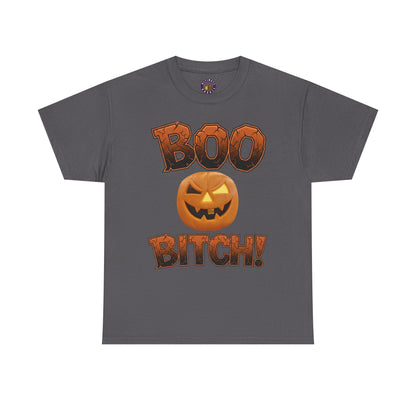 BOO BITCH! Halloween Ghost T-Shirt | Funny Spooky Season Tee | Adult Humor Sarcastic Graphic Shirt | Unisex Heavy Cotton Top