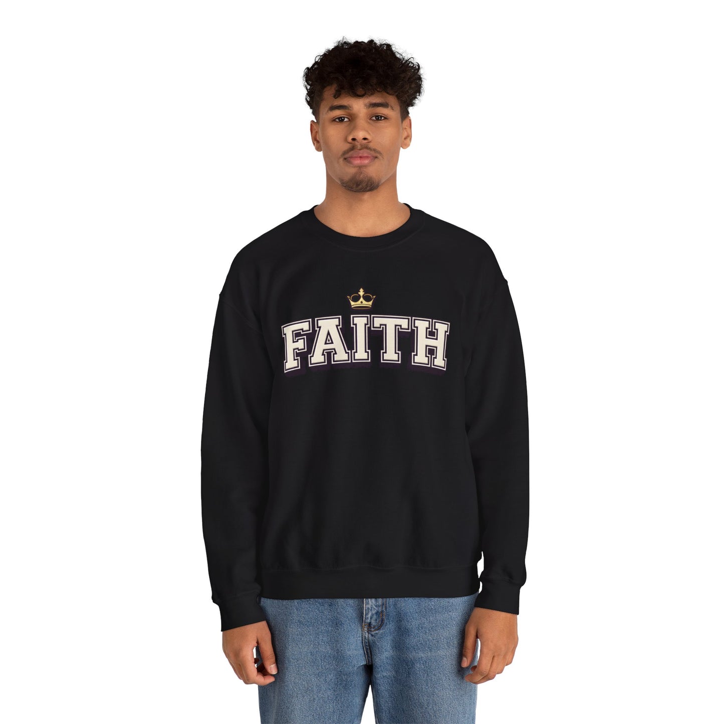 Faith Unisex Crewneck Sweatshirt | Classic Varsity Lettering Pullover