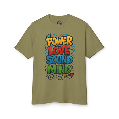 Power Love Sound Mind T-Shirt | Retro Colorful Graphic Tee