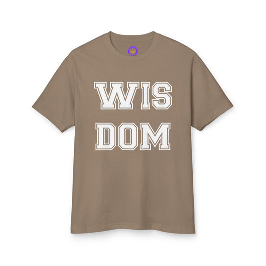 Wisdom Graphic Tee — Vintage Collegiate Lettering Cotton T‑Shirt