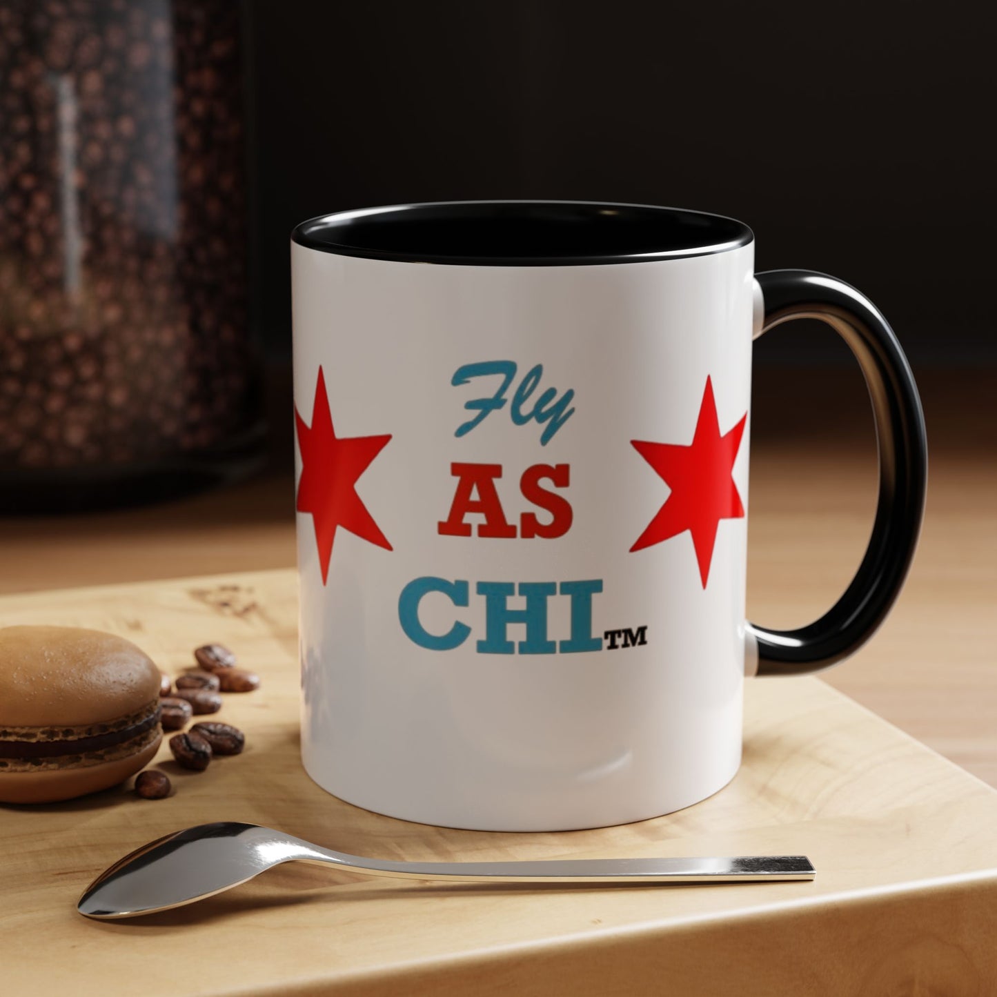 Fly As Chi Coffee Mug with Bold Typography, Perfect for Chicago Lovers, Unique Gift, Travel Mug, Fun Office Décor, Everyday Use