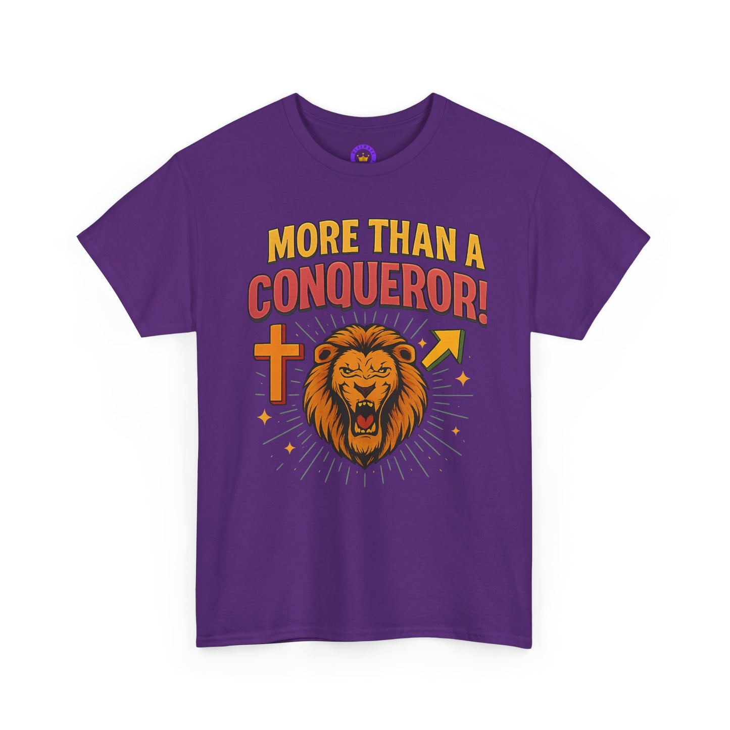 More Than Conqueror Lion Tee | Unisex Cotton Shirt, Motivational Tee, Inspirational Apparel, Christian Gift, Lion Graphic T-Shirt