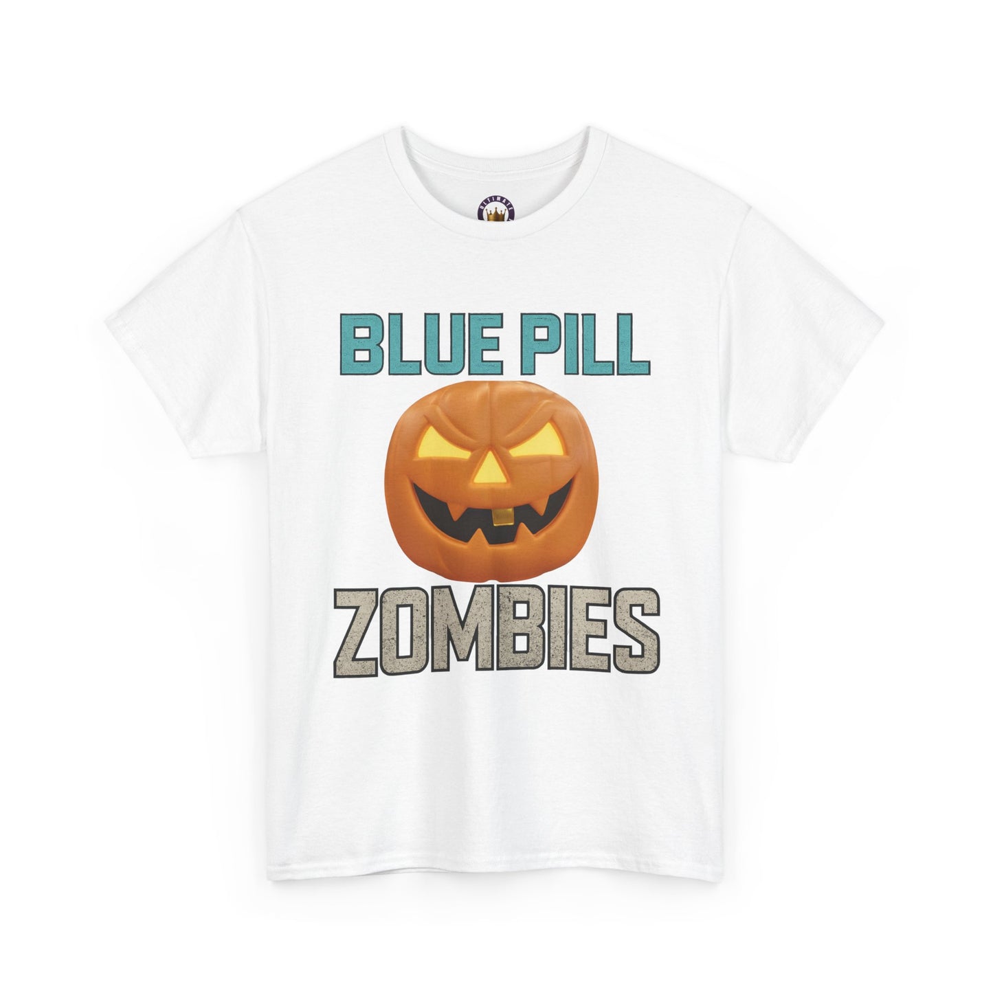 BLUE PILL ZOMBIES Tee | Halloween Zombie Tee, Funny Pumpkin Shirt, Unisex Heavy Cotton Tee, Party Apparel, Spooky Gift Idea, Fall Festivities