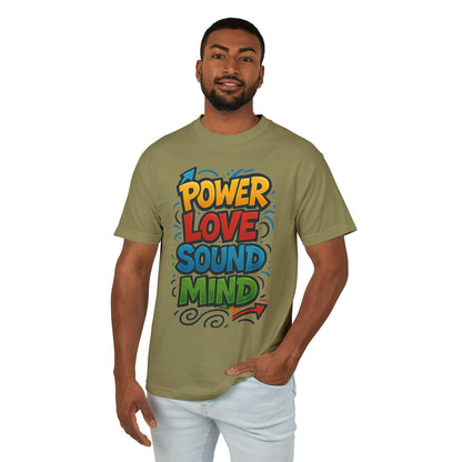 Power Love Sound Mind T-Shirt | Retro Colorful Graphic Tee