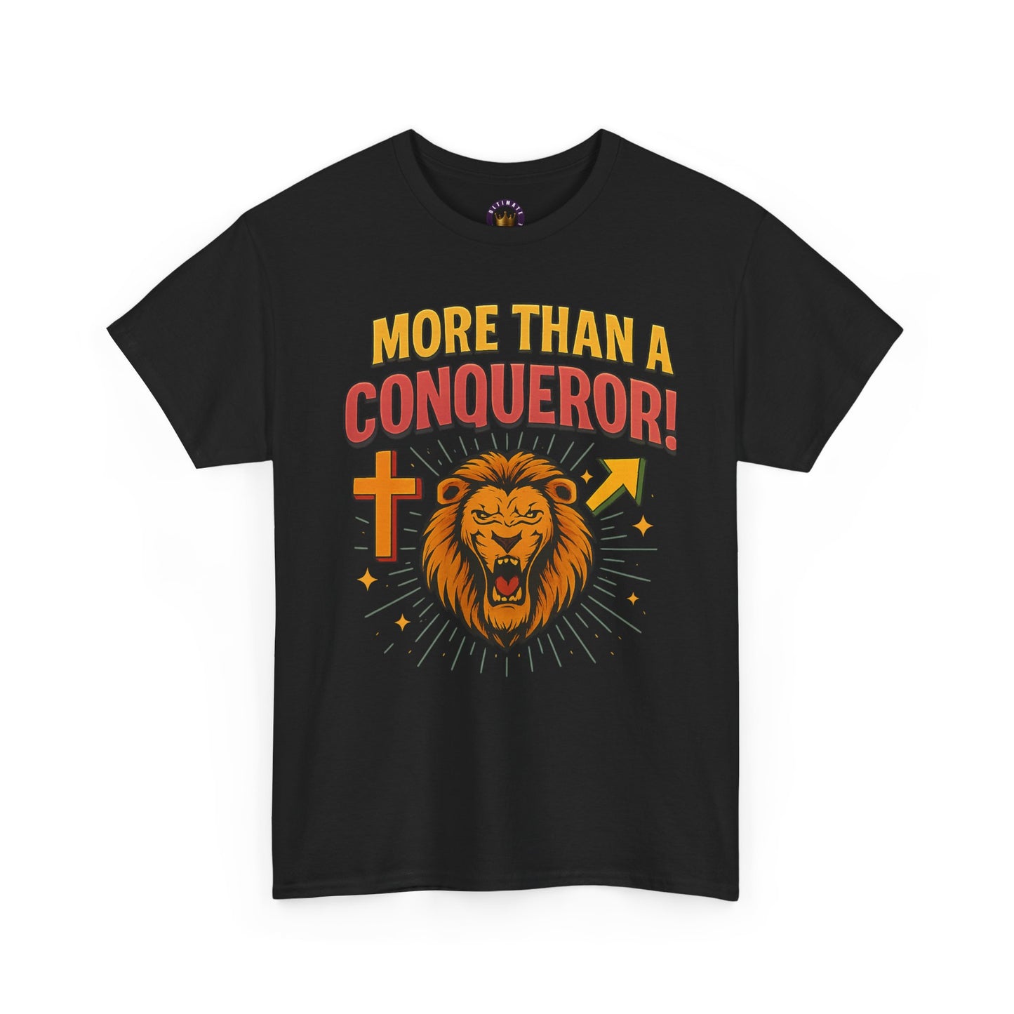 More Than Conqueror Lion Tee | Unisex Cotton Shirt, Motivational Tee, Inspirational Apparel, Christian Gift, Lion Graphic T-Shirt