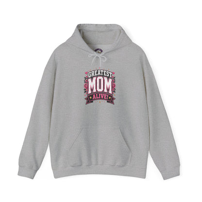 Greatest Mom Alive Hoodie | Gray [Dark Heather / Sport Grey] Mother’s Day Floral Pullover Gift
