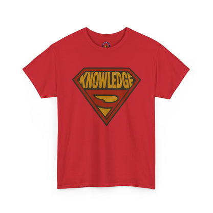 Knowledge Shield Tee | Retro Superhero Emblem T-Shirt