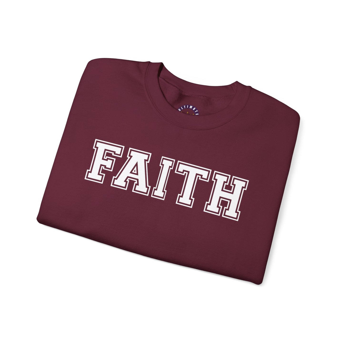 Faith Unisex Crewneck Sweatshirt | Classic Varsity Lettering Religious Pullover