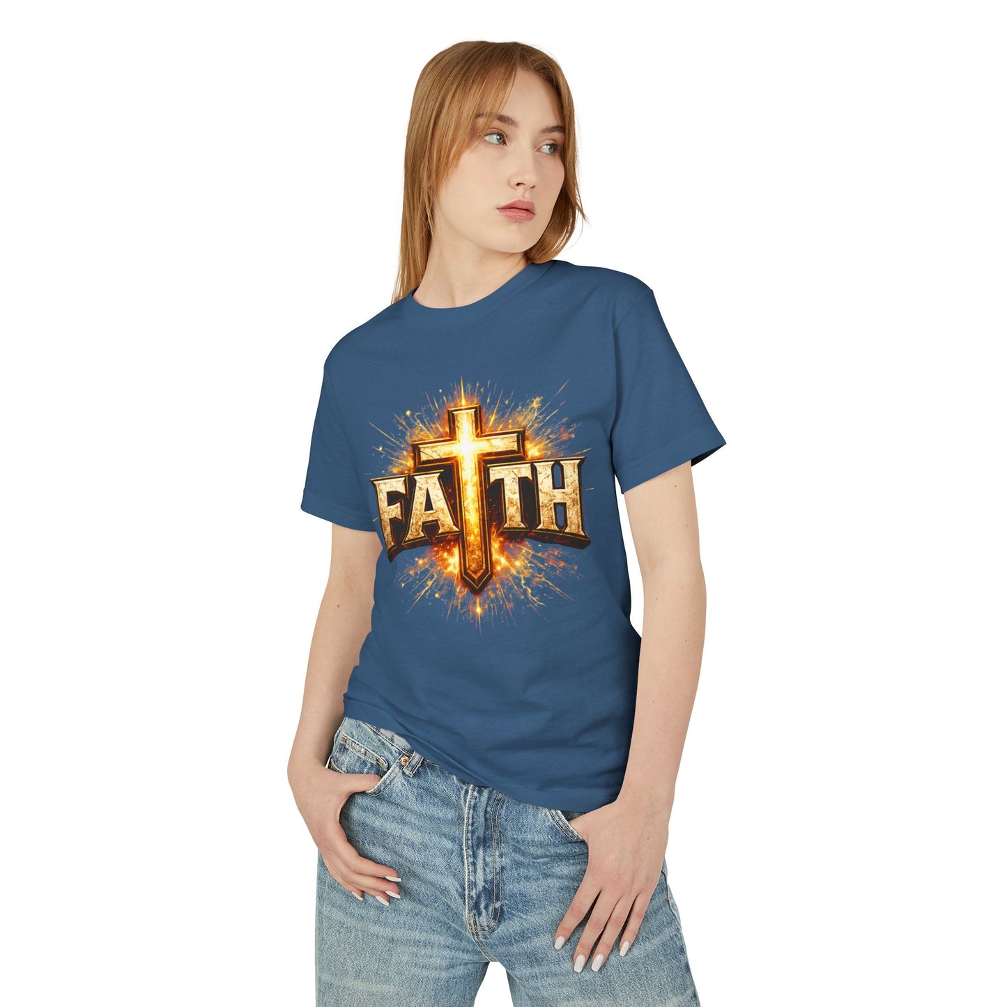 FAITH BREASTPLATE  | 100% COTTON HEAVYWEIGHT, DISTRESSED PRINT, FADED TONE TEE