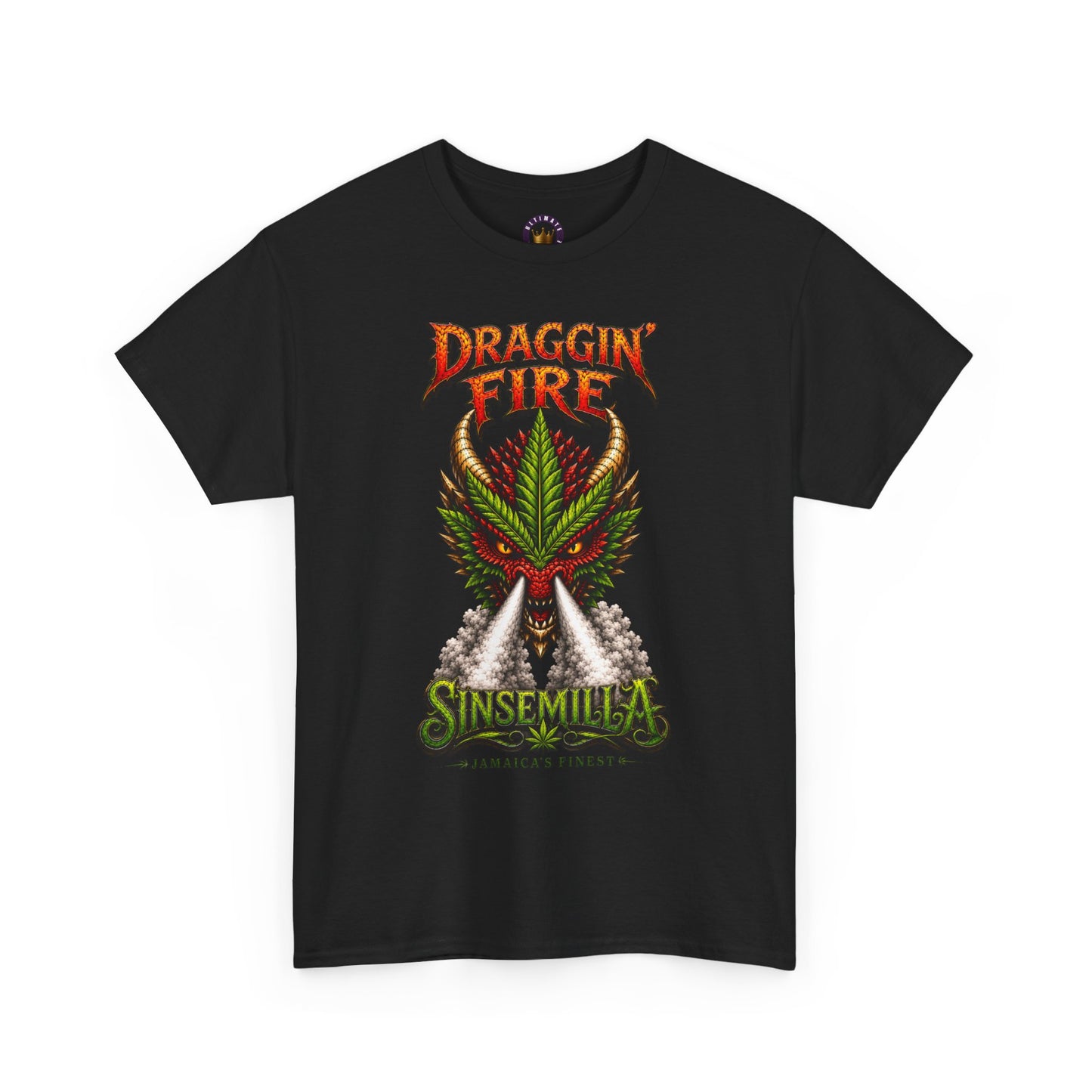 Draggin' Fire Sinsemilla Cannabis Leaf T-Shirt | Retro Stoner Graphic Tee