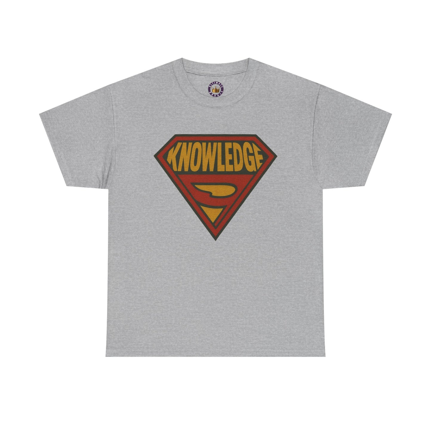 Knowledge Shield Tee | Retro Superhero Emblem T-Shirt