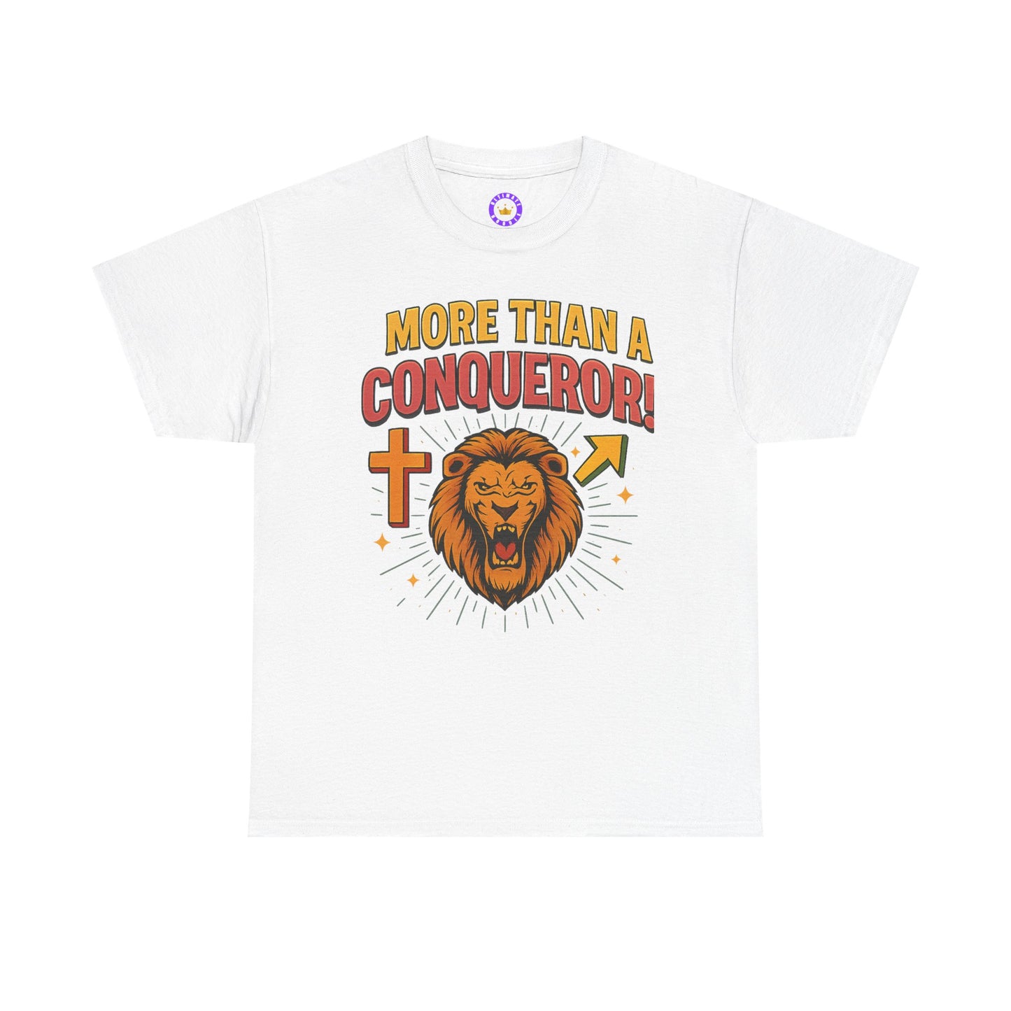 More Than Conqueror Lion Tee | Unisex Cotton Shirt, Motivational Tee, Inspirational Apparel, Christian Gift, Lion Graphic T-Shirt
