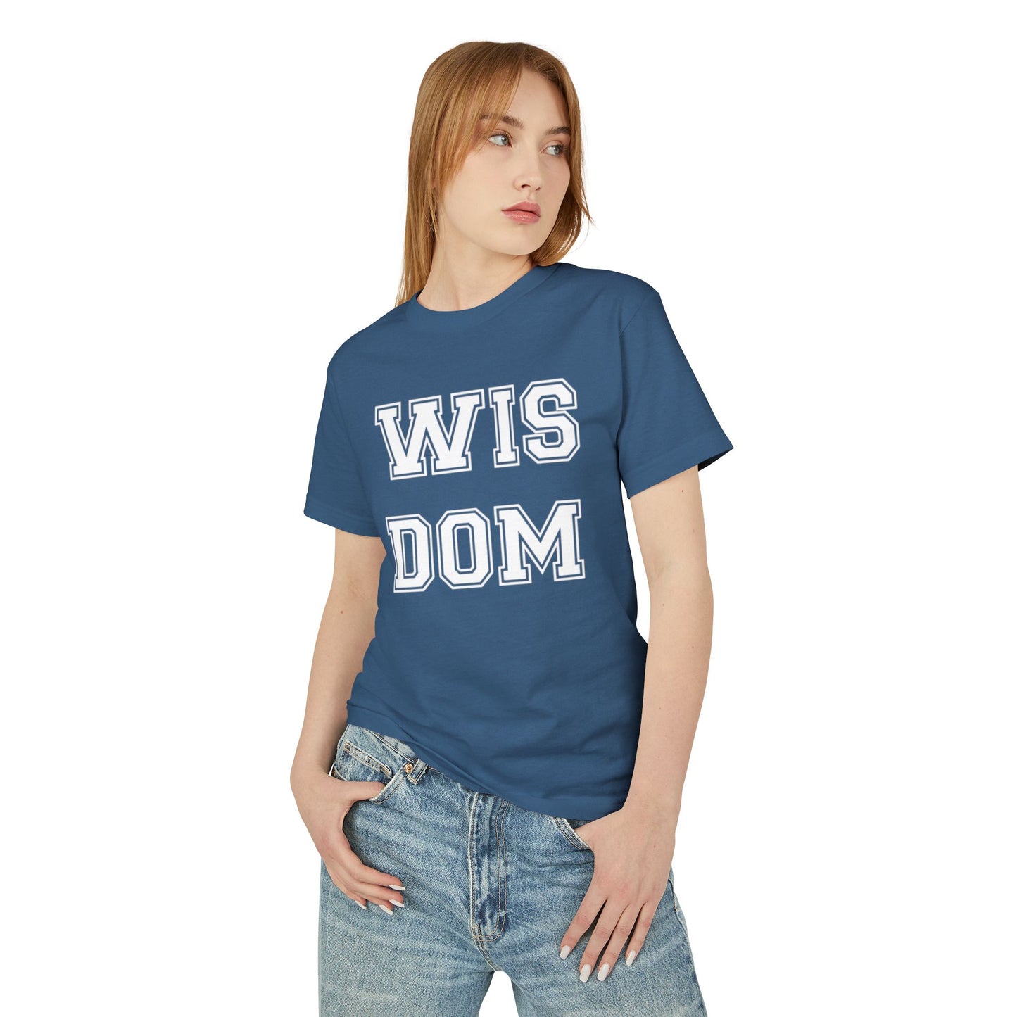 Wisdom Graphic Tee — Vintage Collegiate Lettering Cotton T‑Shirt