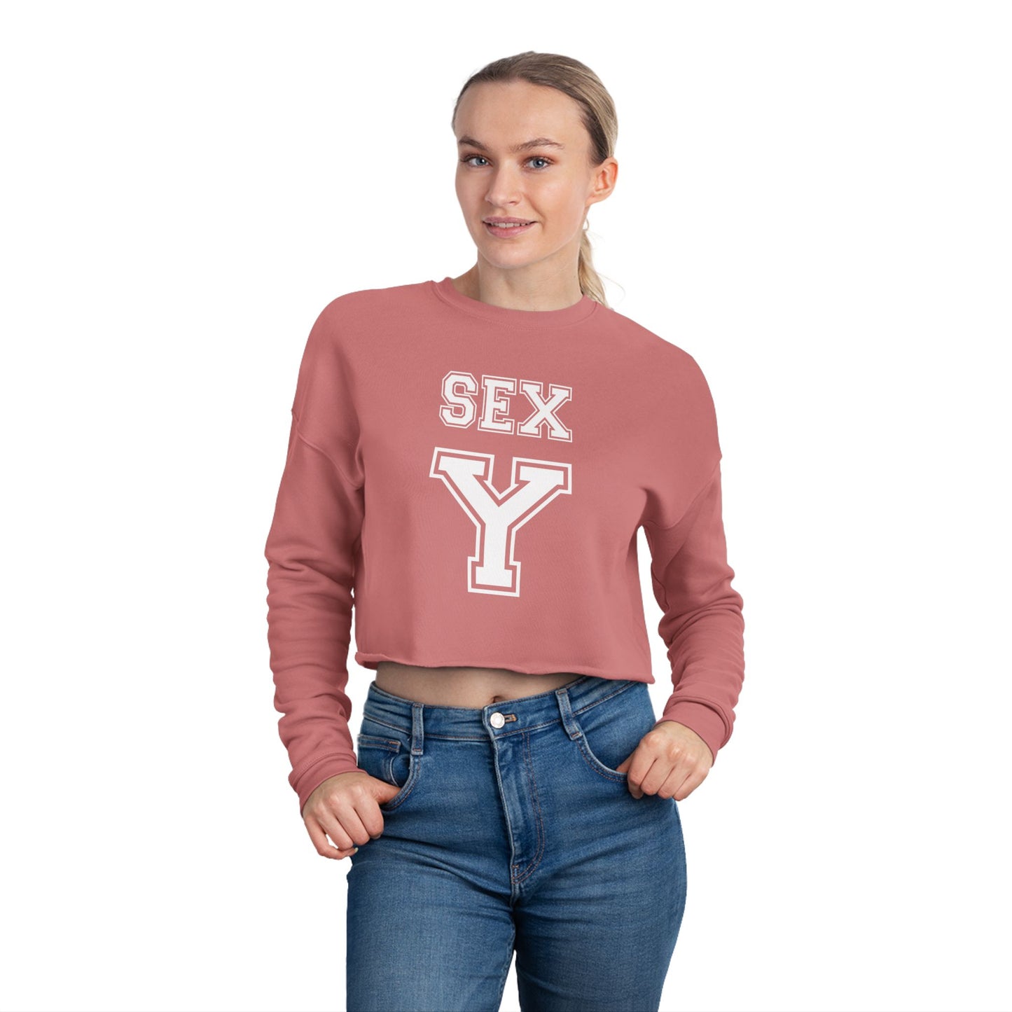 Cropped Sweatshirt with 'SEX' Print, Trendy Women's Crop Top, Casual Fashion, Gift for Her, Cute Lounge Wear, Everyday Style