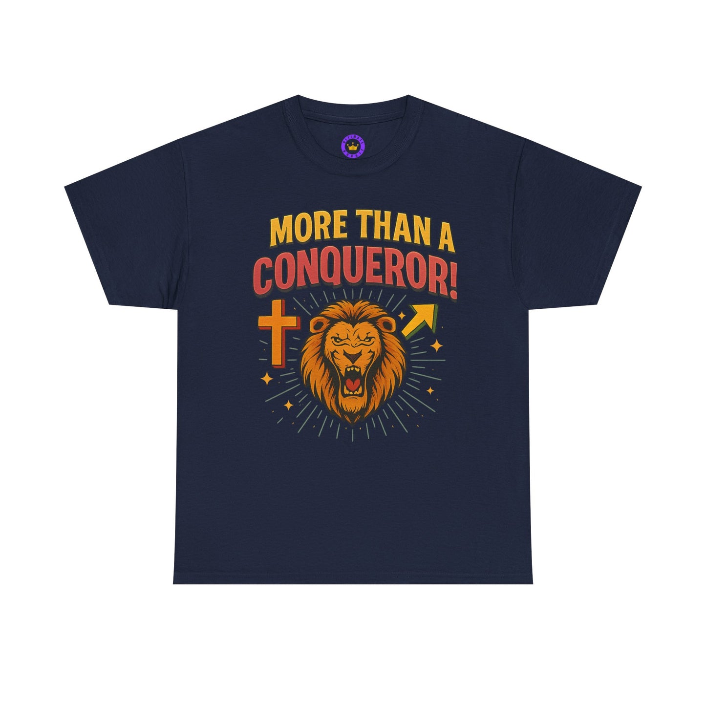 More Than Conqueror Lion Tee | Unisex Cotton Shirt, Motivational Tee, Inspirational Apparel, Christian Gift, Lion Graphic T-Shirt