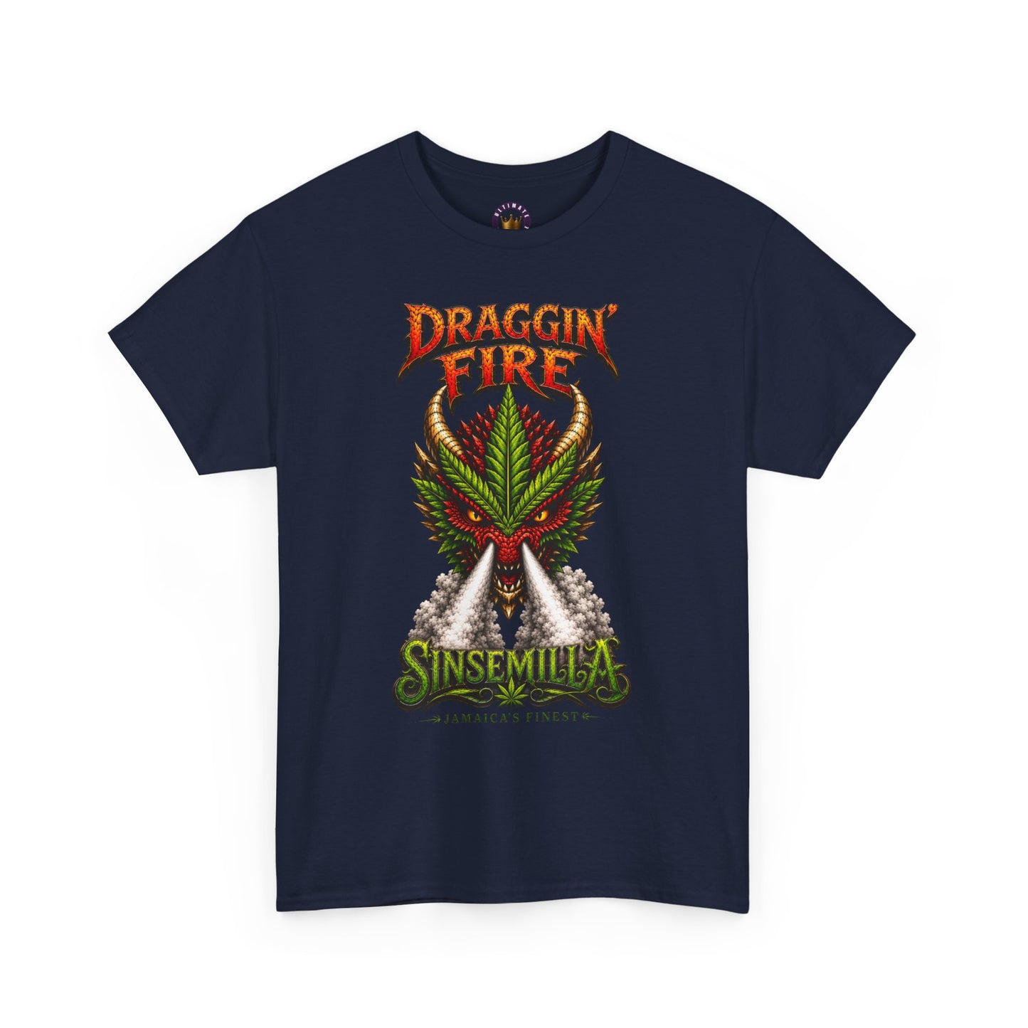 Draggin' Fire Sinsemilla Cannabis Leaf T-Shirt | Retro Stoner Graphic Tee
