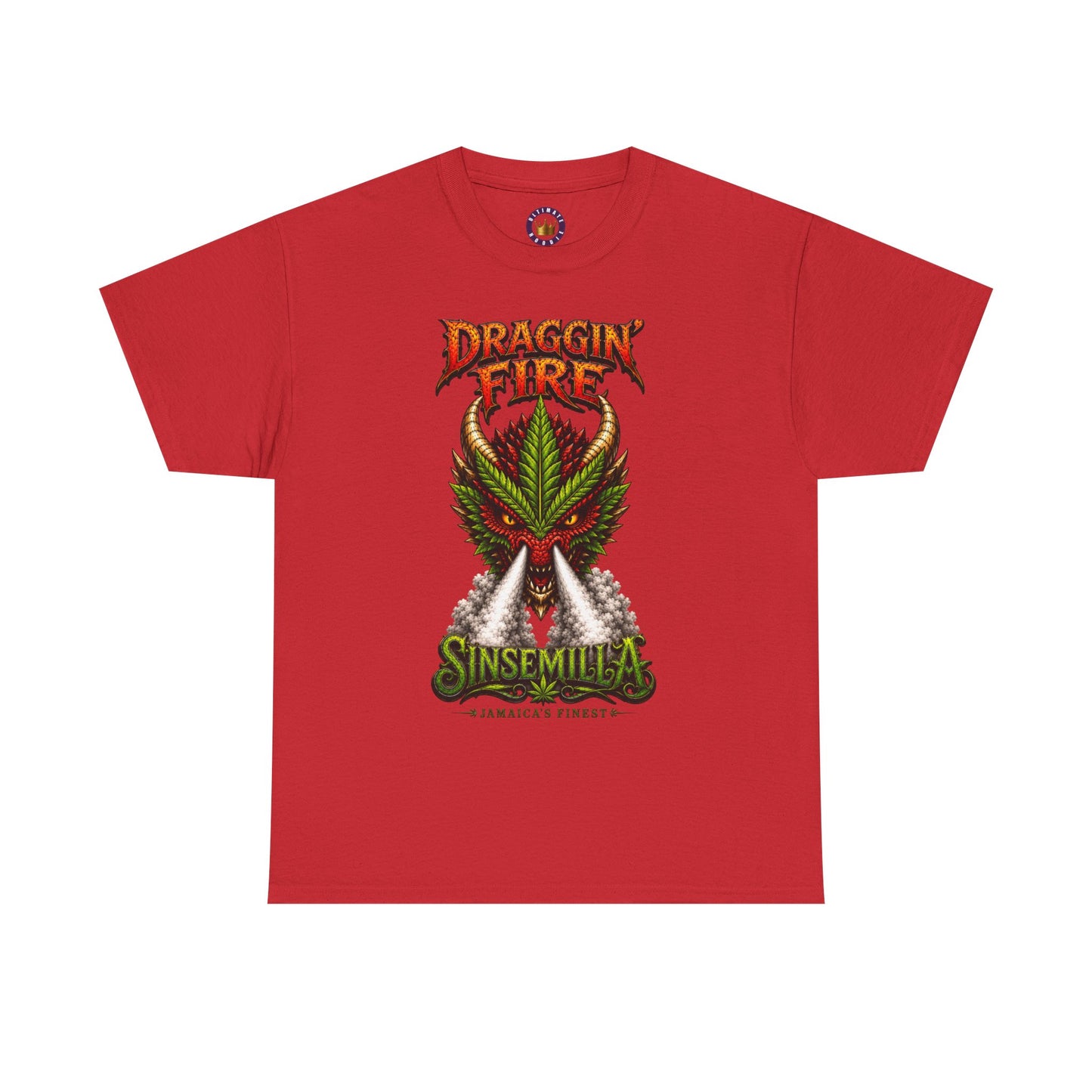 Draggin' Fire Sinsemilla Cannabis Leaf T-Shirt | Retro Stoner Graphic Tee