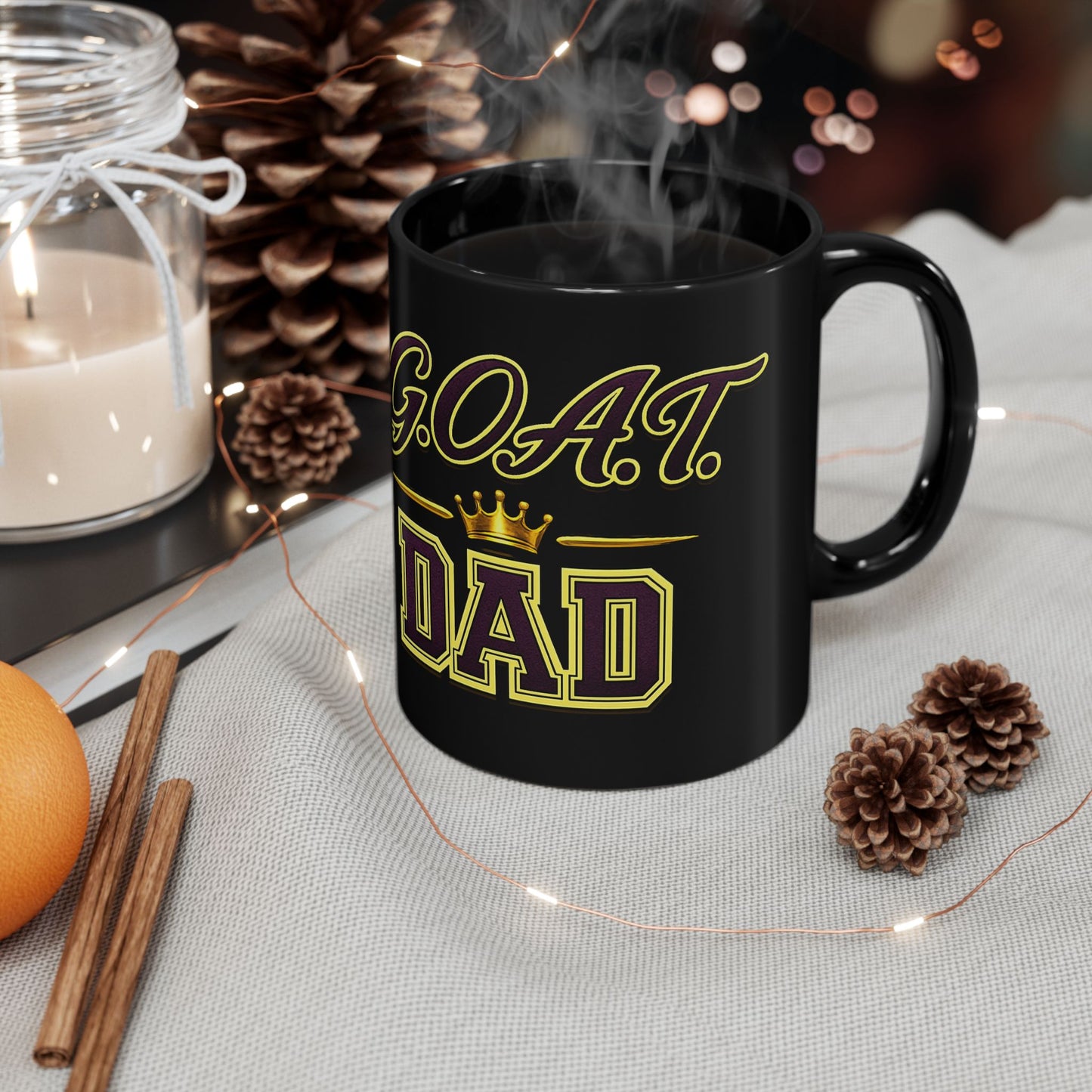 GOAT Dad Black Mug — World's Best Dad Coffee Cup (11oz/15oz)