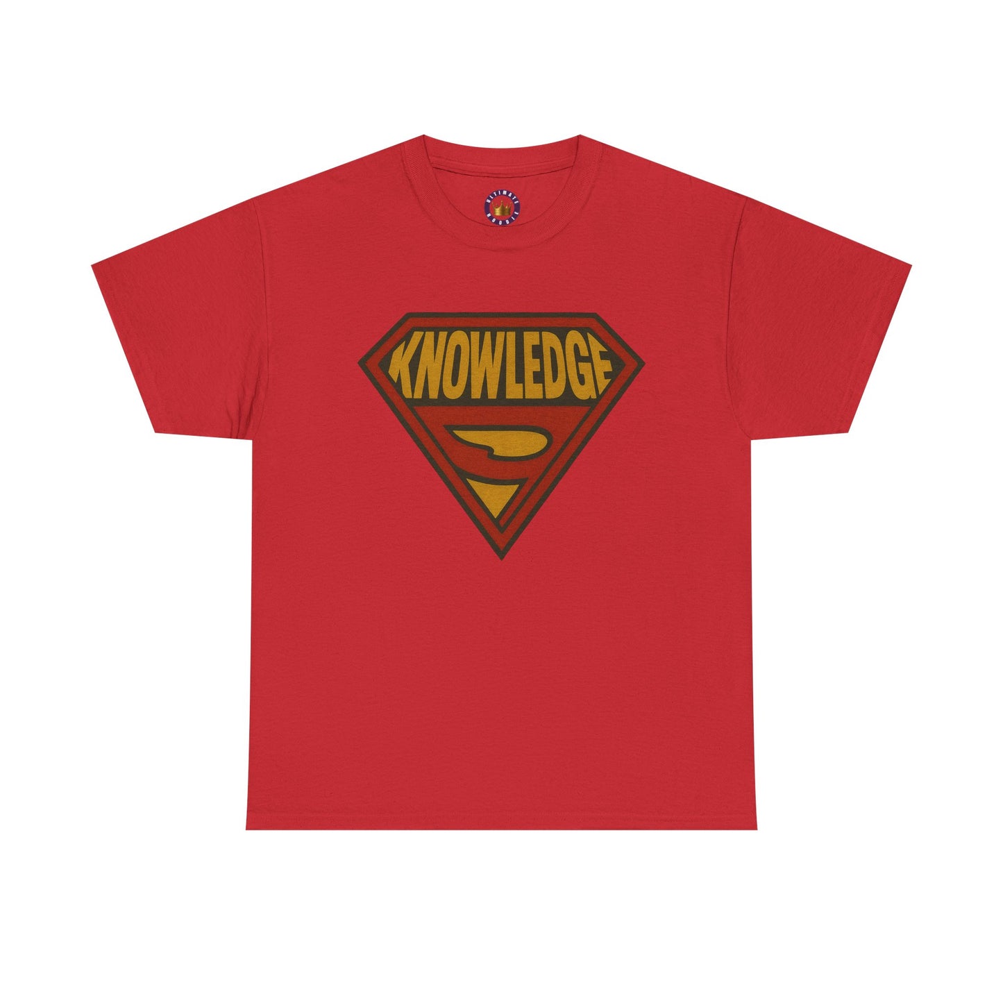 Knowledge Shield Tee | Retro Superhero Emblem T-Shirt